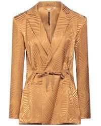 Manila Grace - Camel Blazer Viscose, Cotton - Lyst