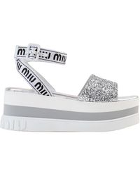 miu miu silver flats