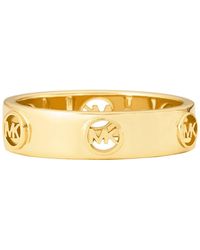 Sieraden Ringen Zilveren ringen Michael Kors Zilveren ring \u201e14K Gold-Plated MK Logo Band Ring Gold\u201c zilver 