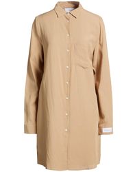 Gaelle Paris - Camel Mini Dress Viscose, Linen - Lyst
