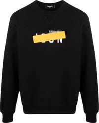 DSquared² Sweater Aus Wollstrickjacquard in Schwarz für Herren Herren Bekleidung Pullover und Strickware Rundhals Pullover 