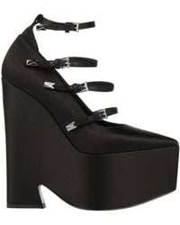 Versace - Satin Wedge Pumps - Lyst