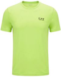 EA7 - Lime T-Shirt Cotton, Elastane - Lyst