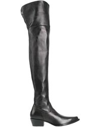 Mujer Zapatos de Botas de Botas mosqueteras Botas Ermanno Scervino de Cuero de color Negro 