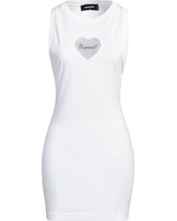 DSquared² - Ivory Mini Dress Cotton - Lyst