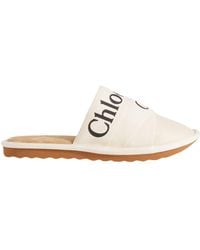 Chloé Cream Isla Slippers | Lyst