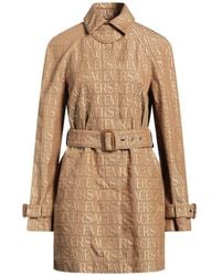 Versace - Camel Overcoat & Trench Coat Polyester, Cotton, Lambskin - Lyst