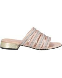 Pollini - Satin Crystal-Embellished Flat Sandals - Lyst