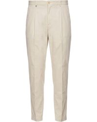 DISTRETTO 12 - Cream Pants Cotton, Polyamide, Elastane - Lyst