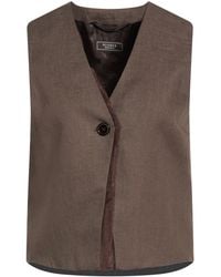 Peserico - Dark Tailored Vest Linen, Polyester - Lyst