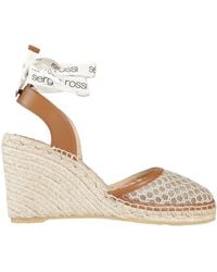 Sergio Rossi - Leather Espadrille Wedge Sandals - Lyst