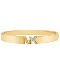 Michael Kors 14k-gold-plated & Cubic Zirconia Monogram Bangle - White