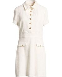 Guess - Ivory Mini Dress Polyester, Cotton, Elastane, Metal Fiber - Lyst
