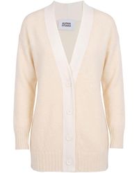 Alpha Studio - Ivory Cardigan Virgin Wool, Polyamide, Merino Wool - Lyst