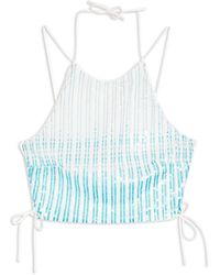 TOPSHOP - Idol Blue And White Ombre Sequin Halter Neck Top - Lyst