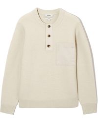 COS - Waffle-knit Henley Jumper - Lyst