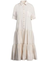 Agnona - Ivory Midi Dress Cotton, Elastane, Metal - Lyst