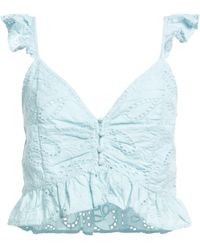 Guess - Cotton Lace Deep-Neck Top - Lyst