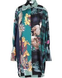 Ferragamo - Printed Silk Twill Mini Shirt Dress - Lyst