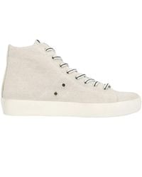 leather crown high top sneakers