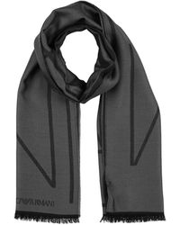 Grey Emporio Armani Scarf With Contrasting Oversized Logo in mélange Grey Mens Scarves and mufflers Emporio Armani Scarves and mufflers for Men 