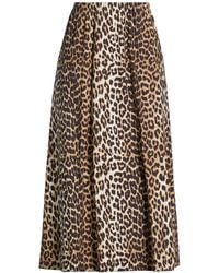 Ganni - Midi Skirt Organic Cotton - Lyst
