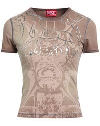 DIESEL - Charcoal T-Shirt Cotton, Elastane - Lyst