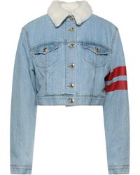 Damen Bekleidung Jacken Jeansjacken und Denimjacken Sparen Sie 36% Gcds Synthetik Cropped-Weste im Patchwork-Design in Blau 
