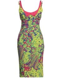 Versace Jeans Couture - Lime Midi Dress Polyester, Elastane - Lyst