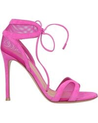 Gianvito Rossi - Fuchsia Sandals Leather, Textile Fibers - Lyst