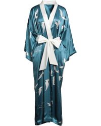 Femme Vêtements Vêtements de nuit Robes de chambre et peignoirs Kimono En Satin De Soie Imprimé À Ceinture Mimi Luxo Soie Olivia Von Halle en coloris Marron 
