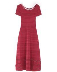 Sandro Fluted Pointelle-knit Midi Dress Crimson - Red