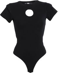 Karl Lagerfeld - Cut Out Logo Jersey Body Bodysuit Organic Cotton, Elastane - Lyst