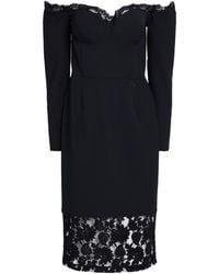 Gaelle Paris - Noir Midi Dress Polyester, Elastane, Polyamide, Cotton - Lyst