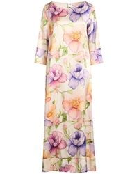 ALEX INGH - Cream Maxi Dress Silk, Elastane - Lyst