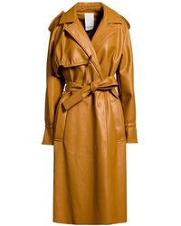 THEMOIRÈ - Camel Overcoat & Trench Coat Polyurethane, Nylon - Lyst