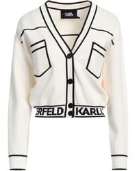 Karl Lagerfeld - Cardigan Cropped Avec Logo Karl - Lyst