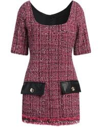 Pinko - Fuchsia Mini Dress Cotton, Acrylic, Polyester, Wool, Synthetic Fibers - Lyst