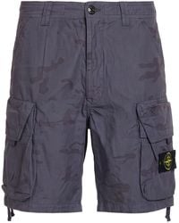 Stone Island - Slate Shorts & Bermuda Shorts Cotton, Polyamide - Lyst