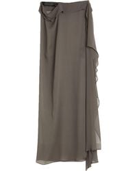 Ann Demeulemeester - Maxi Skirt Silk, Calfskin - Lyst