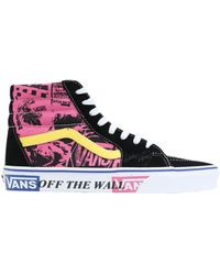 pink and black high top vans