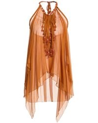 Alberta Ferretti - Rust Top Silk - Lyst