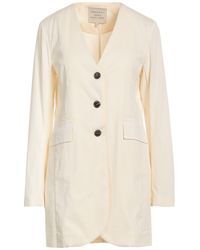 ALESSIA SANTI - Cream Blazer Cotton, Elastane - Lyst
