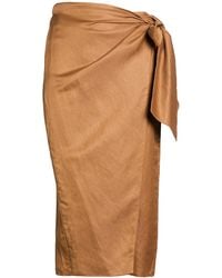 Max Mara - Camel Midi Skirt Linen, Silk - Lyst