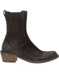 Moma - Ideal Block Dark Ankle Boots Leather - Lyst