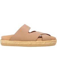 Paloma Barceló - Camel Sandals Cow Leather, Natural Raffia - Lyst