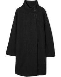COS - Funnel-neck Boiled-wool Coat - Lyst