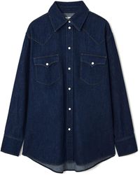 COS Fluid Denim Wrap Shirt in Black | Lyst
