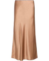Roberto Collina - Camel Midi Skirt Silk, Elastane - Lyst
