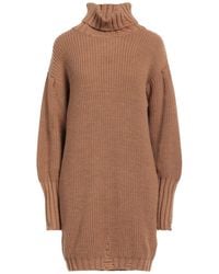 Shopart - Camel Mini Dress Acrylic, Polyester - Lyst